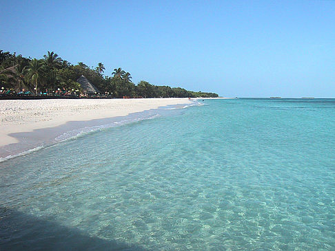 Der weiße Sandstrand der Malediven